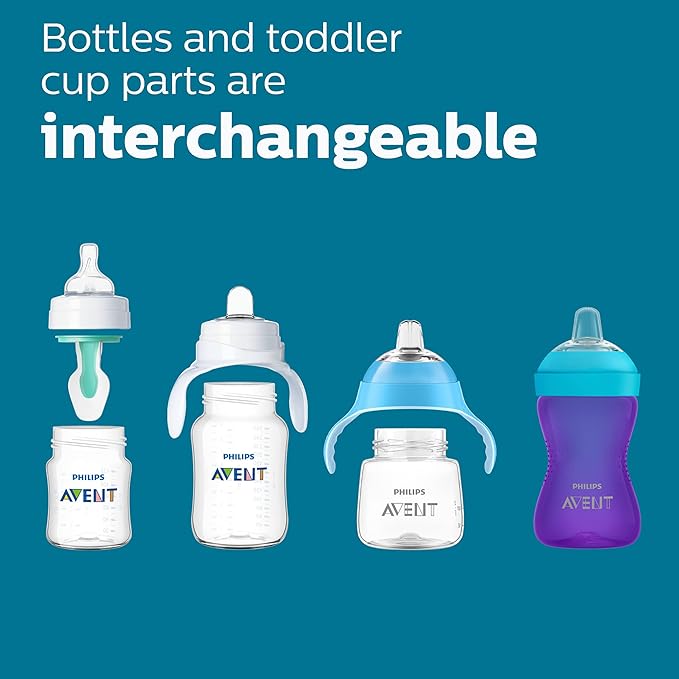 Philips Avent Anti-Colic Bottle with AirFree Vent, 9oz, with Flow 2 Nipples, 1m+, 4pk, Blue, SCY703/24