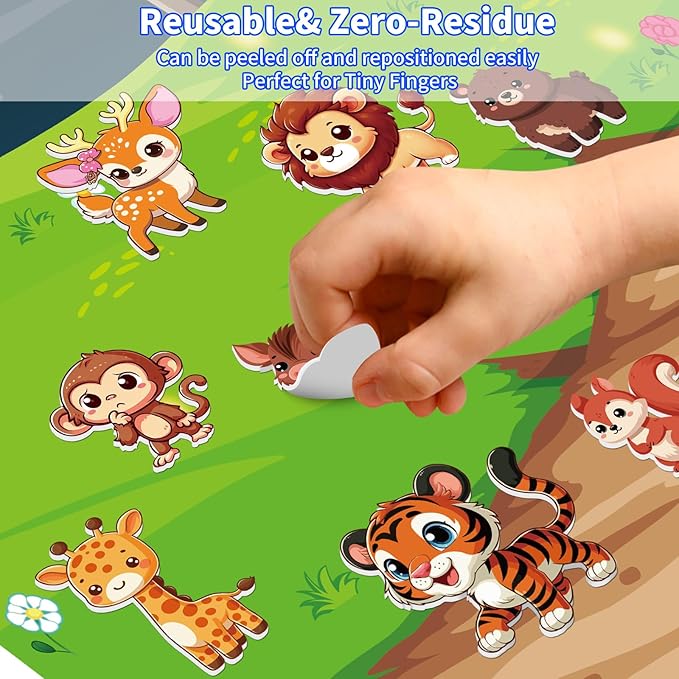 6 Set Reusable Sticker Books for Toddlers 2-4,1-3, Kids 3D Puffy Stickers (Dinosaurs, Forest, Town, Pets, Construction, Insects), Sticker Activity Books