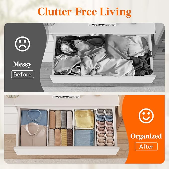 Lifewit 9 Pack Drawer Dividers 4" High, 10.5-16.5" Dresser Drawer Divider, Adjustable Drawer Organizers for Clothes, Plastic Drawers Separators for Dresser, Bedroom, Bathroom, Kitchen, Office