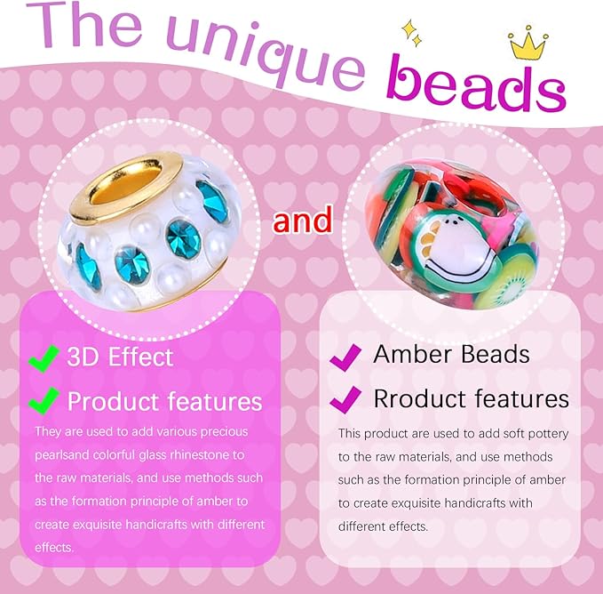 AIPRIDY Charm Bracelet Making Kit,Unicorn Mermaid Crafts Gifts Set Can Inspires Imagination and Creativity,Jewelry Making Kit Perfect Gifts for Girls 5-12 Years Old (72 Pieces Rose)