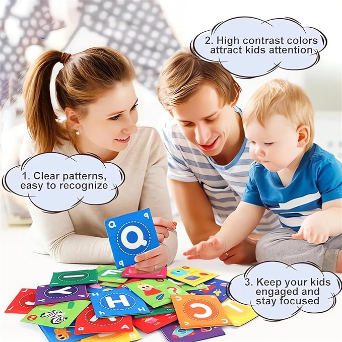 Early Childhood Enlightenment 26 Pieces Toddler Soft Alphabet ABC Letter Number Flash Cards Baby Cloth Bath Book Infant Crinkle First Toys Sensory Learning Flashcards (Letter)