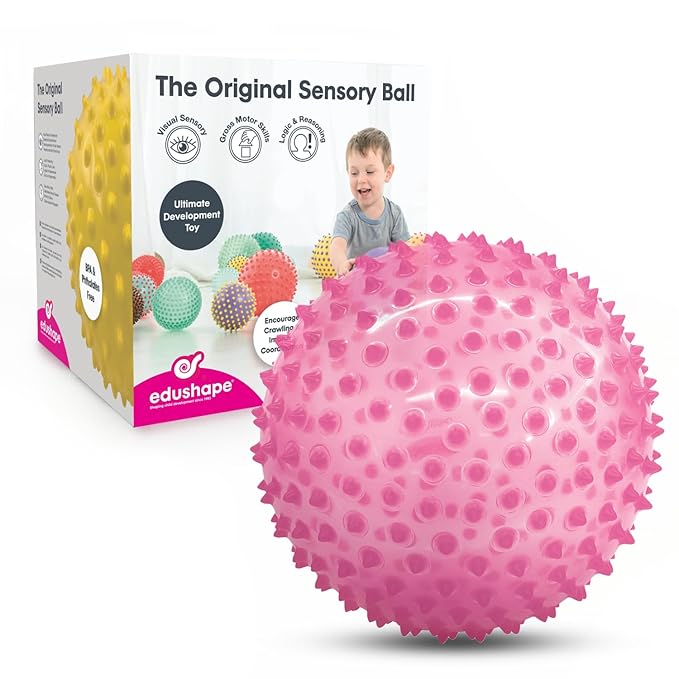 Edushape Sensory Ball for Baby - 7" Transparent Pink, Enhances Gross Motor Skills for Kids 6 Months & Up