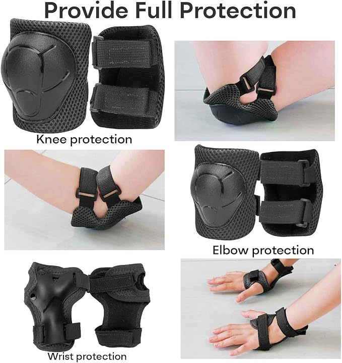 KAMUGO Kids Bike Helmet, Toddler Helmet for Ages 2-8 Boys Girls with Sports Protective Gear Set Knee Elbow Wrist Pads for Skateboard Cycling Scooter Rollerblading