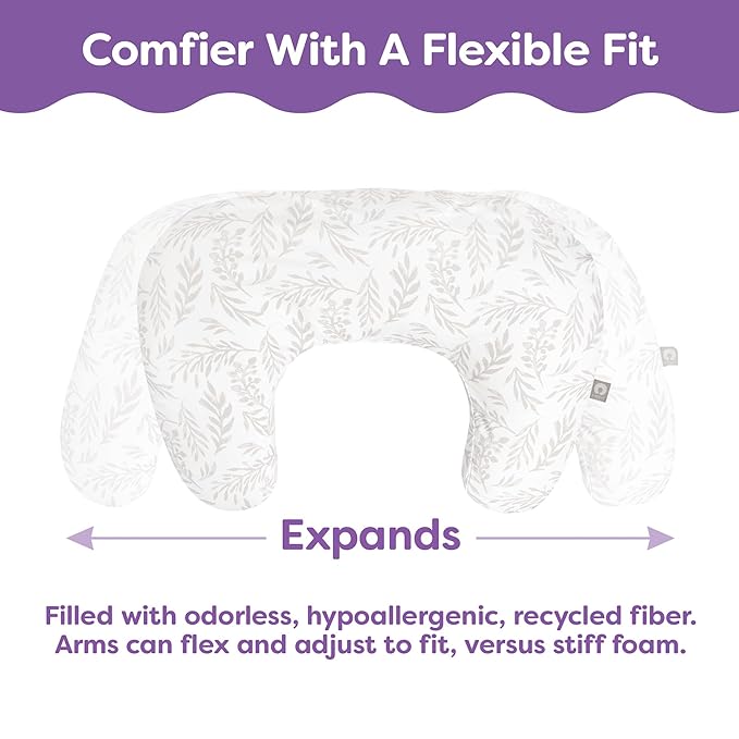 Boppy Nursing Pillow - Ergonomic Bottle & Breastfeeding Pillow with High, Firm, Large Area, Water-Repellent Cushion with Washable Cover; Baby Safety Alliance Verified - Tan Happy Houseplants