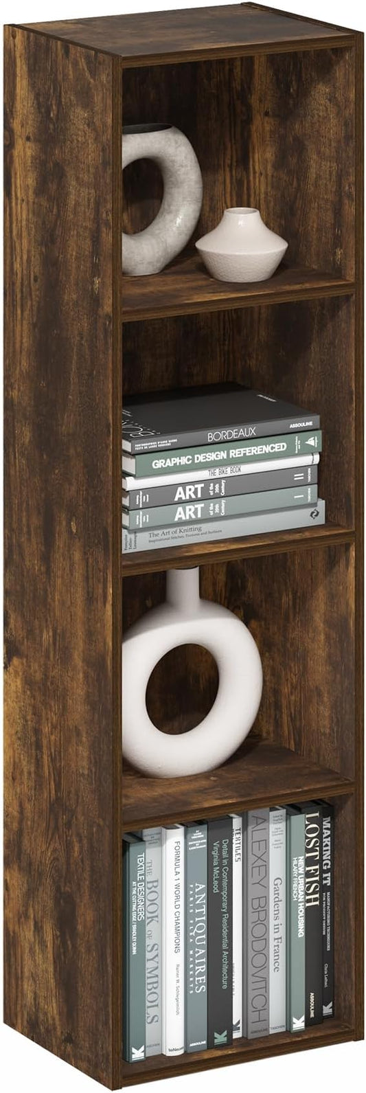 Furinno Pasir 4-Tier Open Shelf Bookcase, Bookshelf, Amber Pine