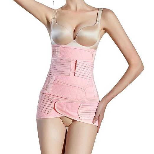 2 in 1 Postpartum Belly Band Wrap Pink, C-Section Support Belt Large, Post Partum Support Recovery Waist/Pelvis Belt, Hysterectomy Belly Band Binder Girdle Stomach