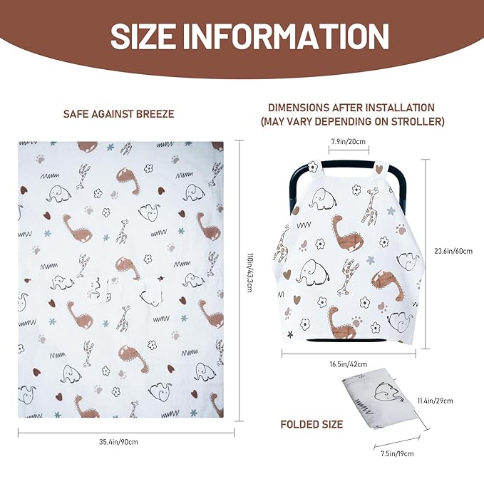 80S Muslin Car Seat Cover for Babies - Soft & Breathable Infant Carrier Canopy, Lightweight Sunshade for Summer, Universal Fit for Baby Boys & Girls