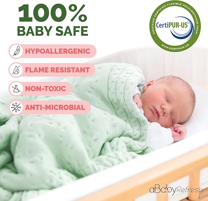 Cradle Baby Mattress and Bassinet Mattress 20x33 – 2-Inch Firm Foam Baby Bed with Waterproof Vinyl Cover – Non-Toxic Hypoallergenic Cushion Pad Replacement for Infant Bed (Multiple Standard Sizes)