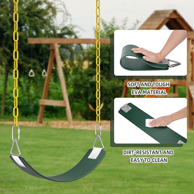 AGPTEK Toddler Swing Heavy Duty Bucket With Adjustable Rope - Cute Shape, 250 LB and 150 LB Capacity - Green