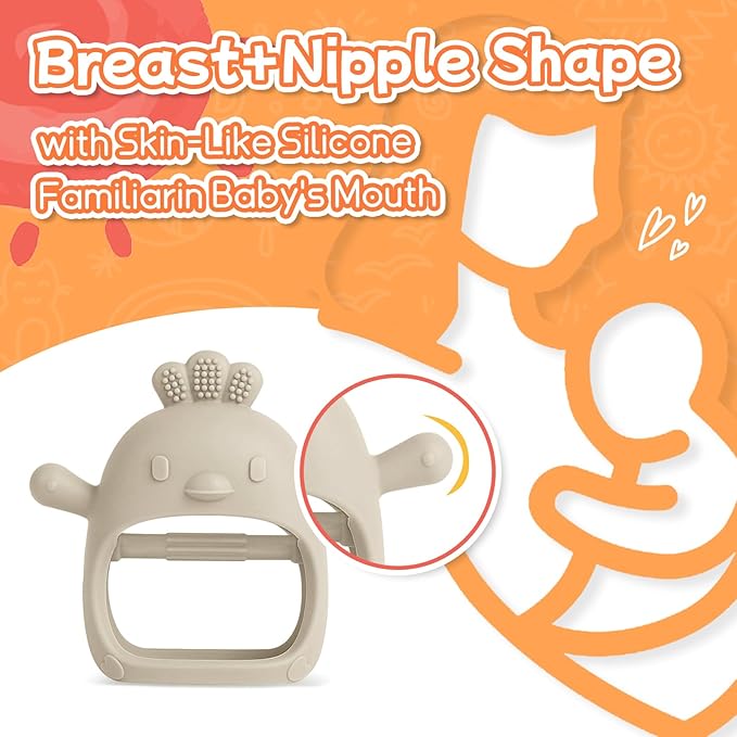 5 Packs Baby Teething Toys for Babies Over 3 Months, Food Grade Silicone Teething Mitten, Anti Dropping Wrist Hand Teethers Baby Chew Toys for Sucking Needs, BPA Free (Caramel)