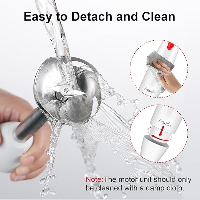 Immersion Blender 4 in 1, 16000rpm Speed, 400W Turbo Motor & Ergonomic Grip Hand Blender Set, Splash-Proof Stainless Steel Blades, for Soup, Baby Food, Smoothies, Sauce (Red+Ivory)