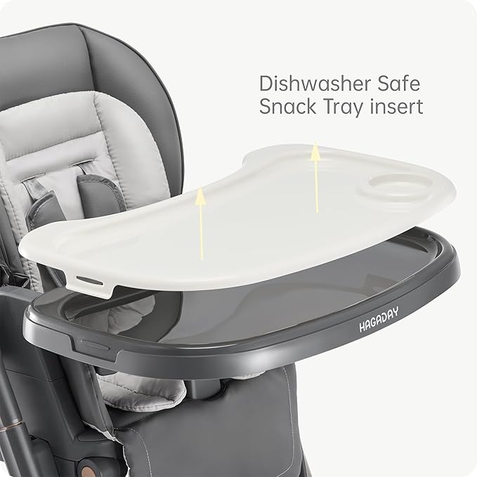 6 in 1 Convertible High Chairs for Babies and Toddlers,Portable High Chair with Dishwasher Tray and 4 Wheel,Booster Seat for Dining Table,Foldable Toddle and Baby Feeding Highchair (Gold-Grey)