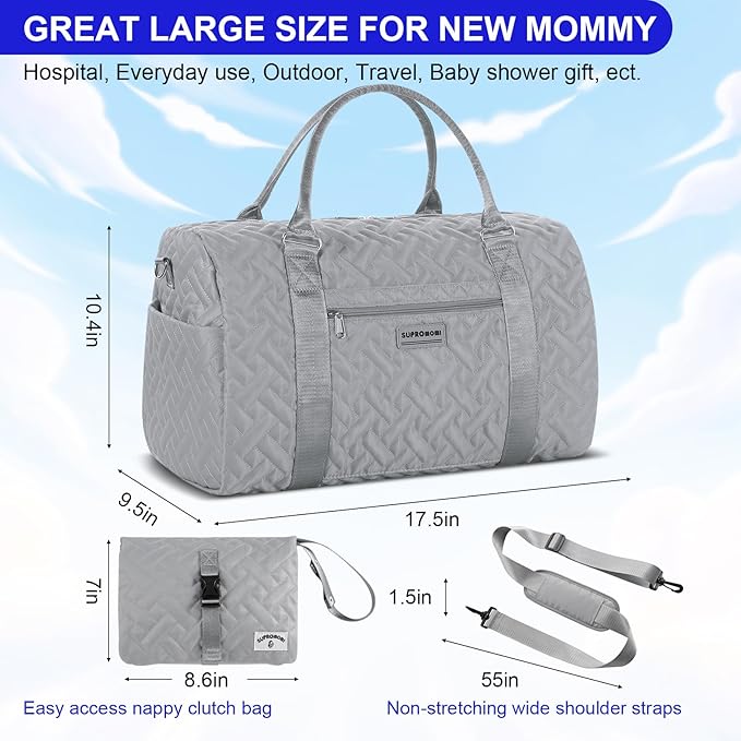 Diaper Bag Tote: Mommy Bag, Baby Bag for Boy and Girl, Mom Hospital Bag, Twins or 2 Kids Diapers Bag