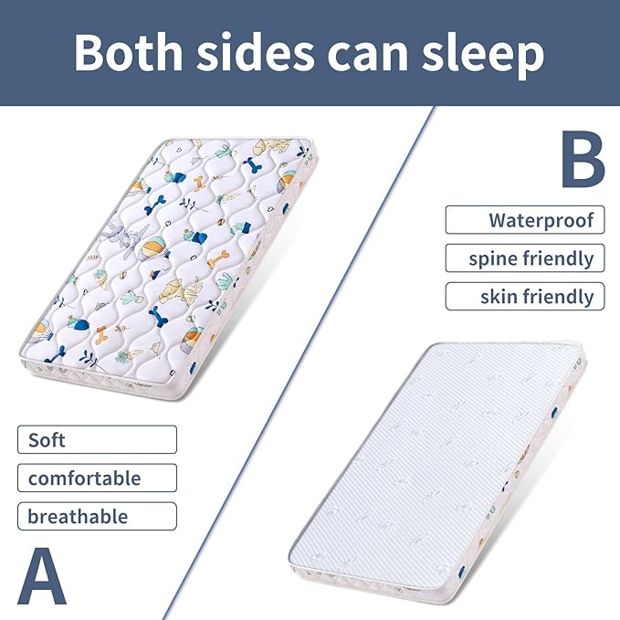 Baby Bassinet Mattress 29x 18 inches- Firm Support and Comfort Premium Foam,Noiseless and Odorless,Hypoallergenic Small Crib Mattress, Fits Moses Basket, Dual Sided with Soft Breathable Fabric