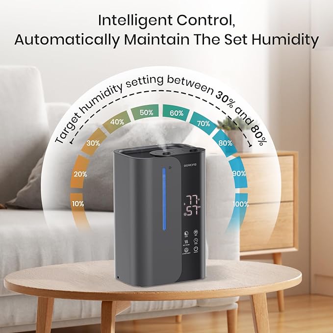 5L Smart Air Humidifiers for Bedroom with Essential Oils, Top Fill 50H Runtime Cool Mist Large Humidifiers for Home Bedroom Nursery, 28 dB Quiet Humidifier for Baby & Plants