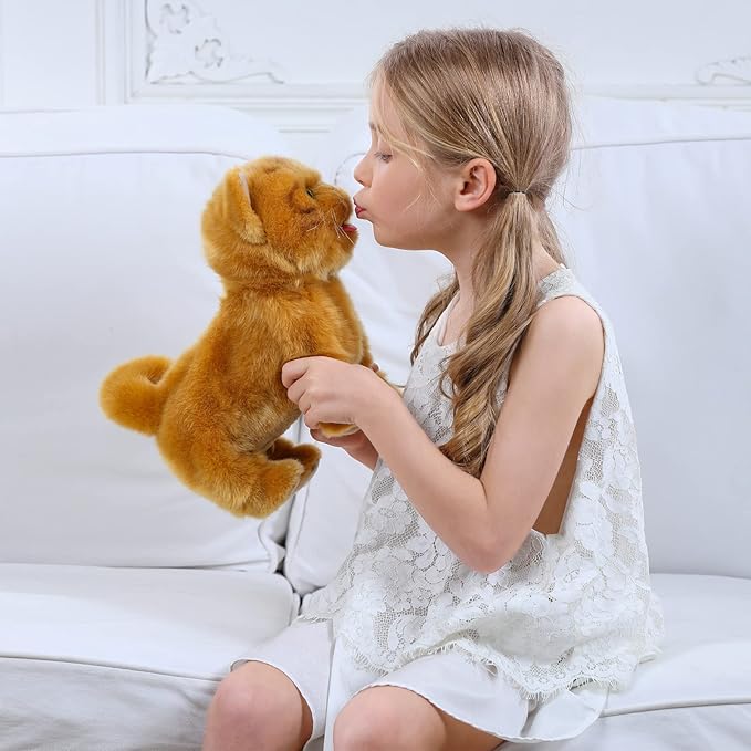 Electronic Walking Orange Cats, Realistic Interactive Puppy Pet Toy Cat, Walking, Barking,Wagging Tail & Talking,Present Pet Gifts for 3+ Year Boys Girls