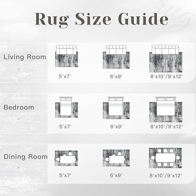 Washable Rug 5x7 Area Rugs for Living Room: Neutral Soft Rug Abstract Non Slip Low Pile Modern Carpet for Bedroom Kitchen Nursery Office Dining Room Indoor (Black, 5'x7')