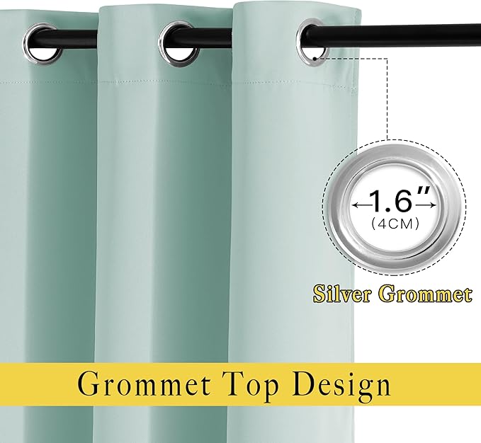 NICETOWN Blackout Curtains 66 inches Long, Grommet Window Treatment Thermal Insulated Solid Blackout Curtains/Panels/Drapes for Bedroom, Aqua Blue, Set of 2, W66 x L66