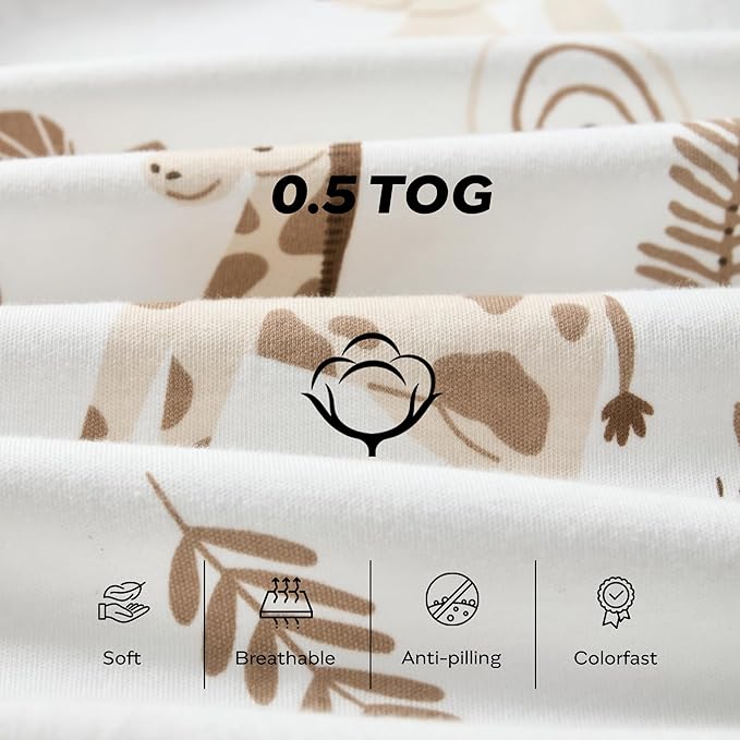 JELLYMONI Baby Sleep Sack 12-18 Months 0.5 Tog Wearable Blanket for Baby, 100% Cotton 3 Pack Infant Toddler Sleeping Sack Lightweight Soft 2-Way Zipper Sleepsack