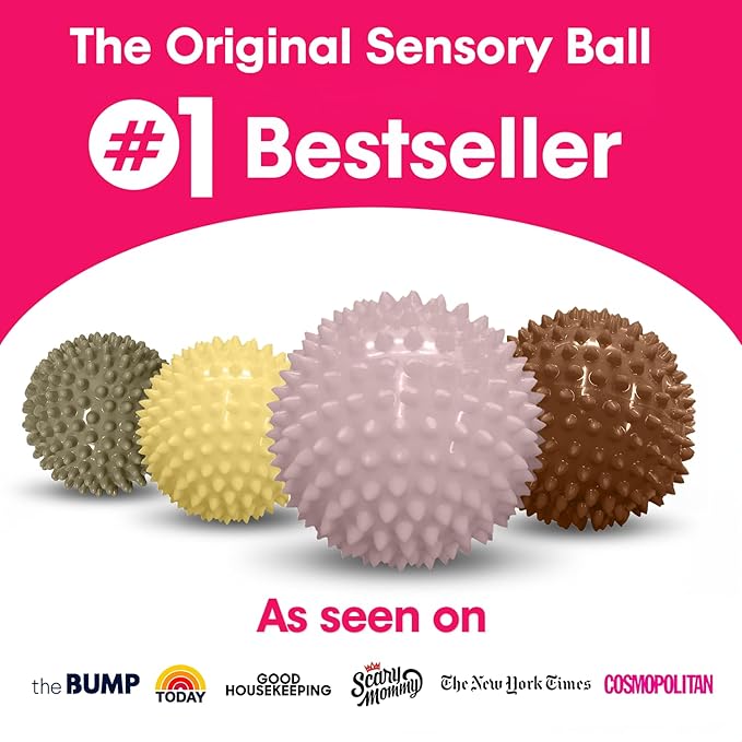 Edushape Original Sensory Ball for Baby - 4" Boho Chic Color Baby Ball Enhances Gross Motor Skills for Kids 6 Months & Up - Great Stocking Stuffer