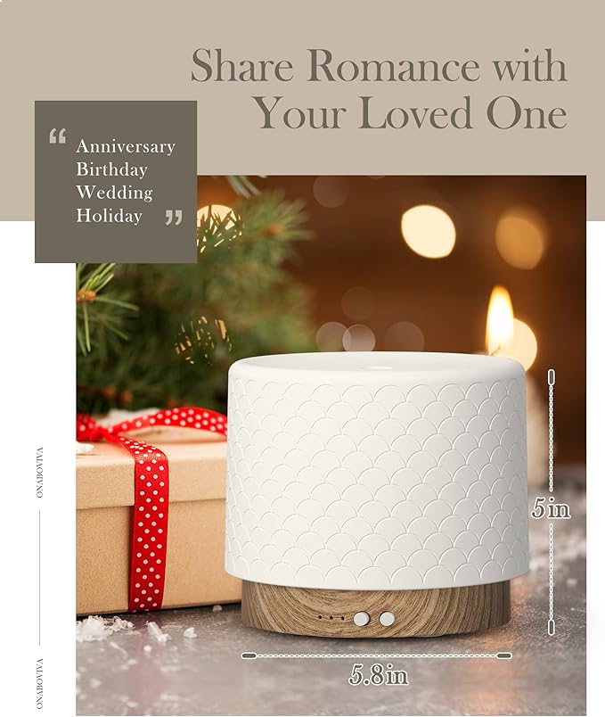 Essential Oil Diffuser, Aesthetic Ceramic Diffusers for Essential Oils,Ultrasonic 280ml Aroma Fragrance Diffuser with Cool Mist Humidifier Deffuser for Home,Office,Yoga,Bathroom,Modern Commercial