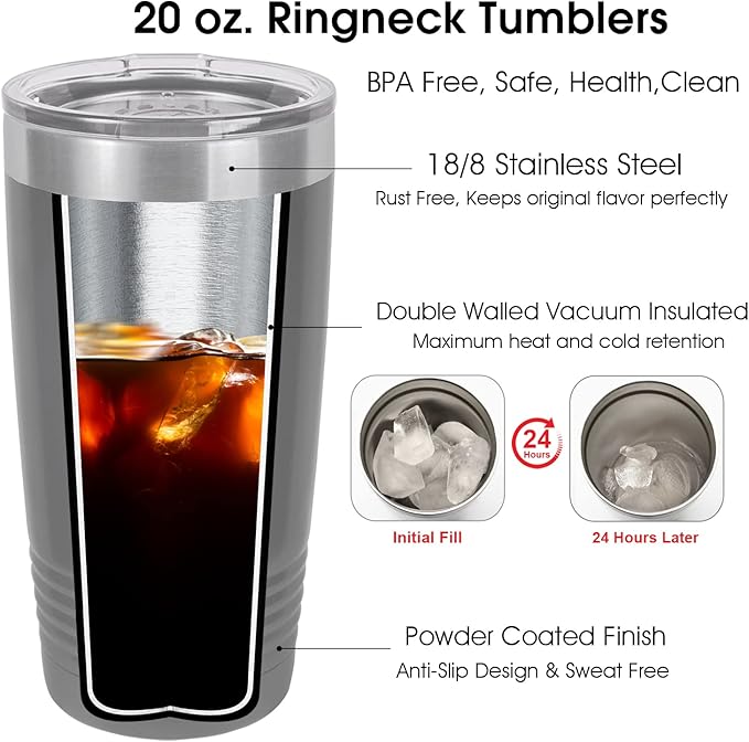 iProductsUS Personalized Tumbler for Men, Insulated Stainless Steel Travel Coffee Mug, Laser Engraved Custom Cup, Slider Lid Included, Gifts for Dad, Husband (Gray, 20oz)