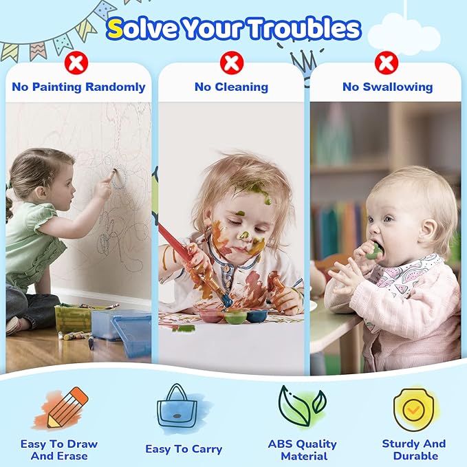 Kikidex Toddlers Toys Age 1-3, Magnetic Drawing Board, Toddler Girl Toys for 1-2 Year Old, Doodle Board Pad Learning and Educational Toys for 1 2 3 Year Old Baby Kids Birthday Gift (Dark Blue)