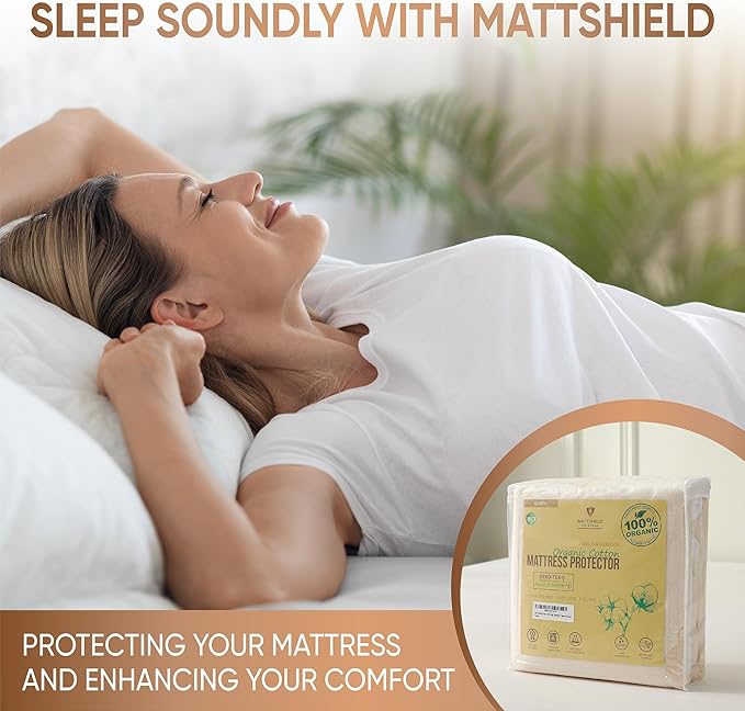 Waterproof Organic Mattress Protector California King - Organic Cotton Breathable Mattress Pad Cover - 250 GSM Comfort - Deep Pocket - Fitted Comfort