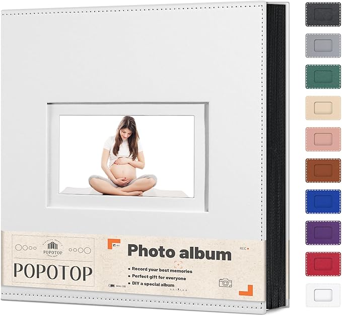 Popotop Photo Album 4x6 500 Pockets with Leather Hardcover Cover, Large Photo Album Binder Book with 50Pcs Pages for Family Travel Wedding Baby Gifts