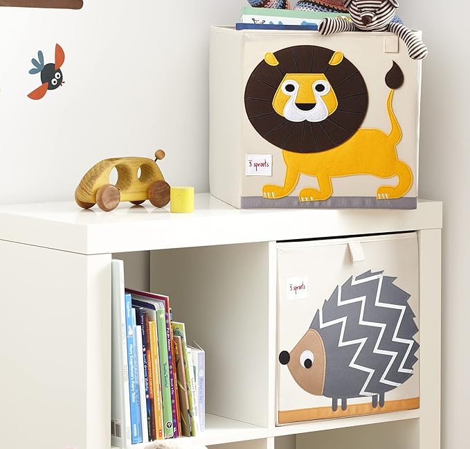 3 Sprouts Toy Storage Organizer: Toy Box Cube Organizer for Playroom, Nursery - Foldable Storage Bin - Hedgehog