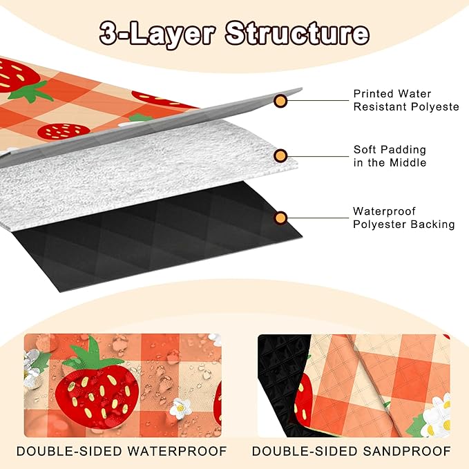 Extra Large Picnic Blanket Waterproof,80"x 80"Foldable Machine Washable Beach Blanket,Outdoor Blanket for 6-8 Adults,Suitable for Indoor Crawling,Park Beach,Camping,Hiking,Family Travel(Orange)