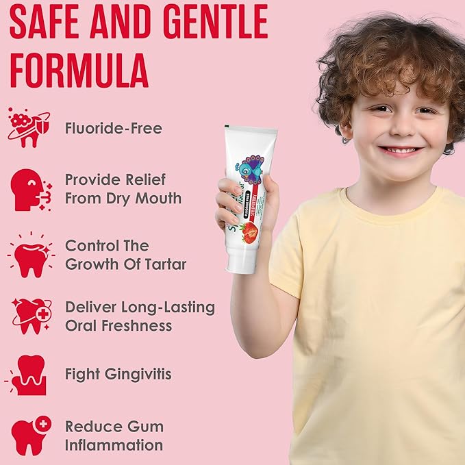 SprinJene Natural Kids Toothpaste, Strawberry | Natural Children’s Toothpaste | Fluoride Free Toothpaste for Toddlers | 4 Pack