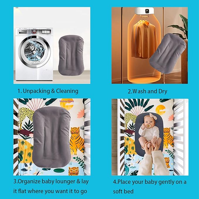 Baby Lounger for Newborns, Baby Nest & Floor Cushion, Soft Cotton, Portable Diaper Changing Pads for Boys & Girls 0-12 Months (Dark Gray)