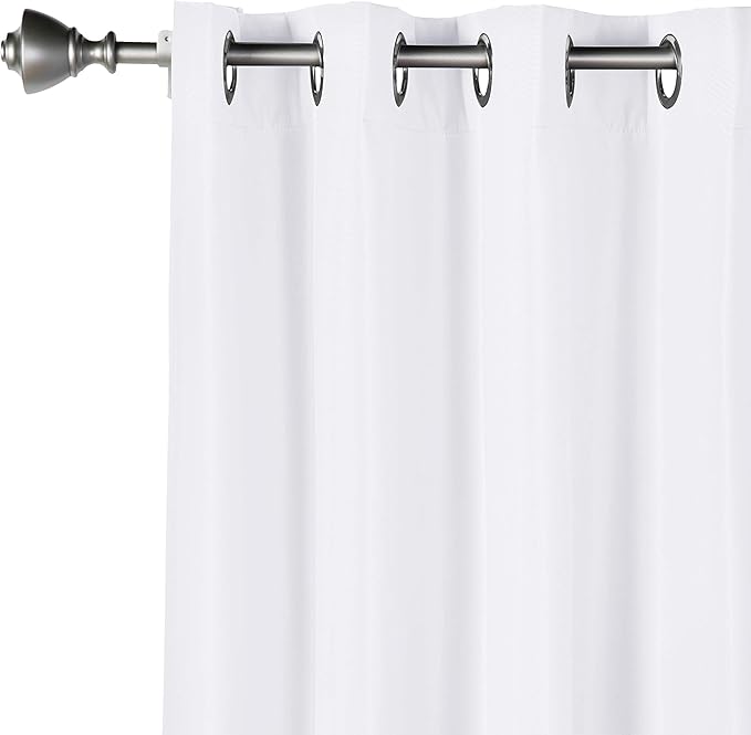 Amazon Basics Room Darkening Blackout Window Curtains 2 Panels with Grommets, for Living Room and Bedroom, 52 x 84 inches, White