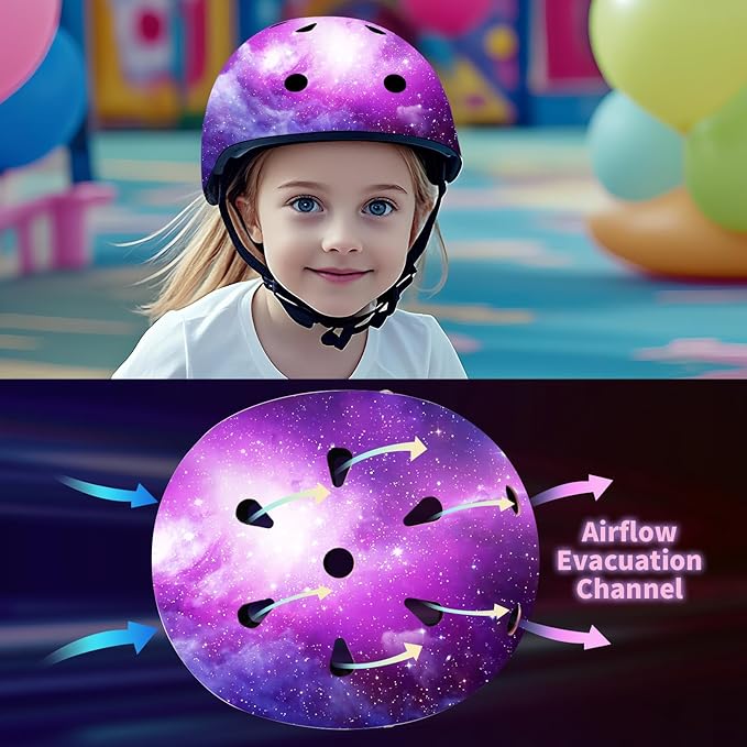 Adjustable Color Gradient Skateboard Helmet for 3-5-8-14+Ages【Toddler Kids Youth Adult】 Girls Boys Woman.Bike Helmet for Multi-Sports Cycling Bicycle Scooter Inline Roller Skate Rollerblading