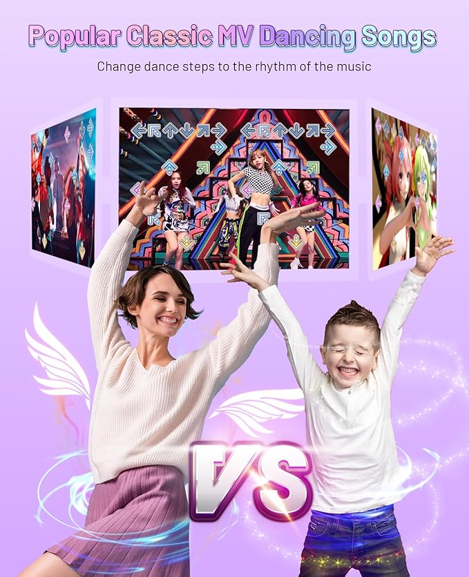 Dance Mat for Girls Boys - Wireless Dance Pad for TV with Camera, Plug and Play Double User Dance Mat Game, Danceing Mat for Family Games, Christmas and Birthday Gift Toys for Kids and Adults