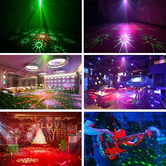 Party Lights Dj Disco Strobe Stage Lights Sound Activated Laser Llights Projector with Remote Control for Parties Bar Birthday Wedding Holiday Event Live Show Xmas Decorations
