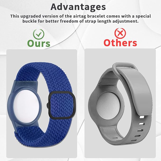 4 Pack Kids Bracelet Compatible with AirTag, GPS Kid Tracker Holder Braided Wristband for Apple Air Tag, 2022 Upgraded Nylon Adjustable Anti Lost Watch Band Fits Airtag for Kids Children(solid color)