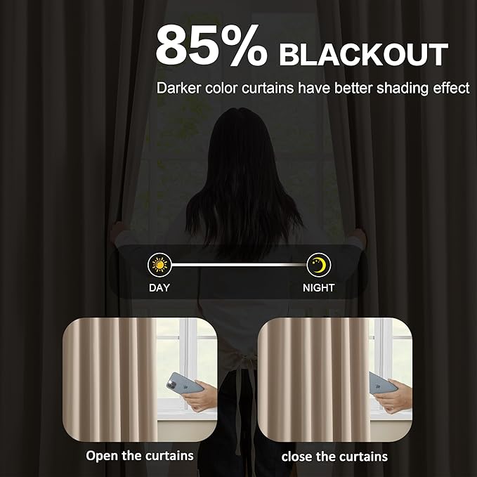 KEQIAOSUOCAI Pinch Pleated Curtains 144 Inch Long 12 FT Tall Curtains for Living Room Bedroom Thermal Memory Trained Pleated Viral Window Drapes with Hooks(Khaki,40W x 144L x 2 Panels)