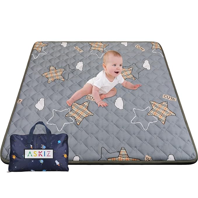 Baby Play Mats for Floor, Thick 50x50 Inch Crawling Mat for Playpen,Foam Playmats for Babies and Toddlers Infants, Foldable and Machine Washable(Grey)