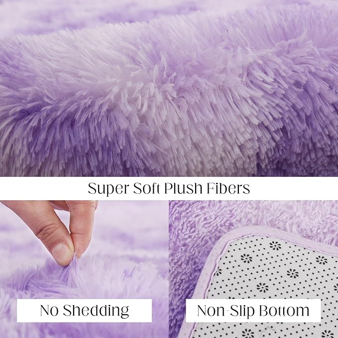 5x7 Area Rug, Luxury Rugs for Living Room, Ultra Soft Rugs for Bedroom, Non-Slip Indoor Carpet for Nursery, Kids Room, Playroom, Home Decor, Tie-Dyed Purple