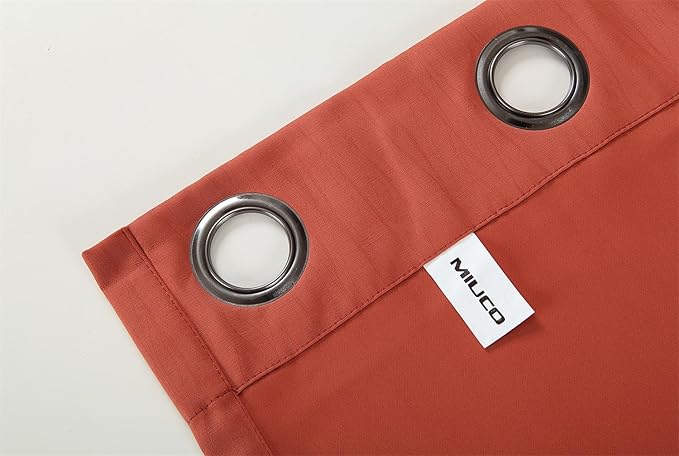 MIUCO Room Darkening Textured Grommet Thermal Insulated Blackout Curtains for Bedroom 2 Panels 52x95 Inch Long Rust