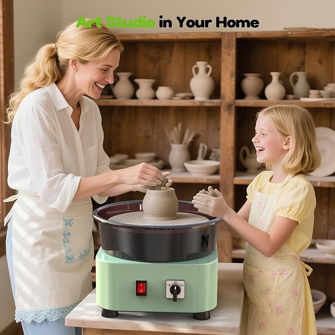 Alldeer 11-inch Pottery Wheel, 350W Electric Ceramic Forming Machine with Detachable Basin, 0-300RPM Foot Pedal Control, 19PCS Complete Clay Tool Kit for Professional Potters and Adult Crafters