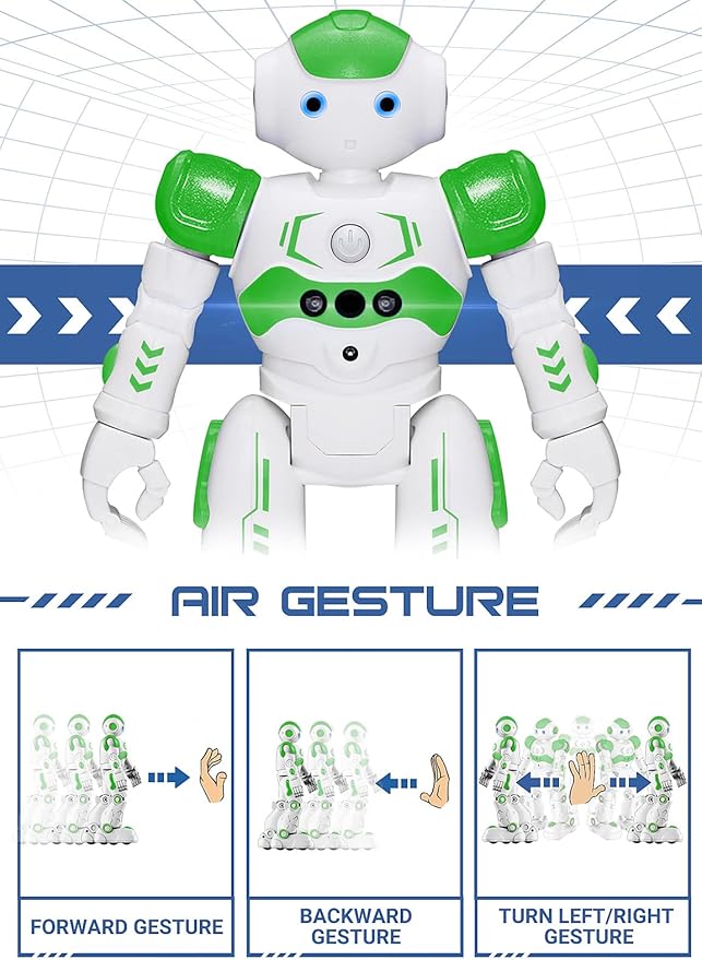 KingsDragon RC Robot Toys for Kids, Gesture & Sensing Remote Control Robot for Age 4 5 6 7 8 Year Old Boys Girls Birthday Present (Green)