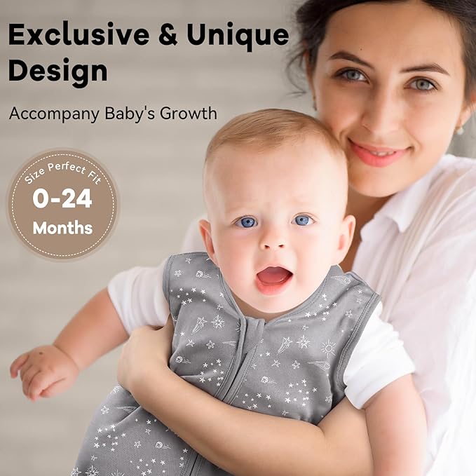 Baby Sleep Sack 0-6 Months 3 Pack 100% Cotton Lightweight 0.5 TOG Wearable Blanket Baby Sleep Bag with 2-Way Zipper for Newborn Infant