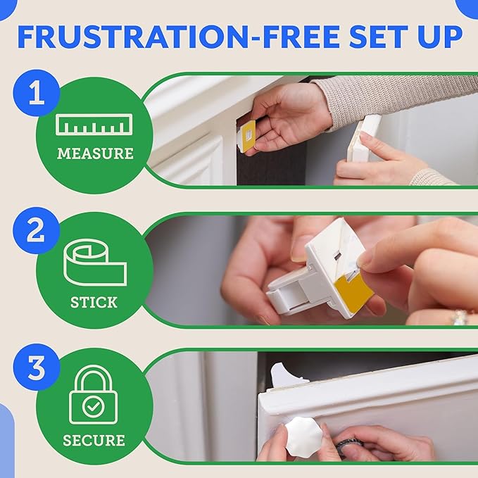 Eco Baby Magnetic Cabinet Locks for Babies - Magnetic Baby Proofing Cabinet Locks, Child Locks for Cabinets Drawers Doors for Back to School - Easy Installation No Tools Required (12 Pack and 2 Keys)