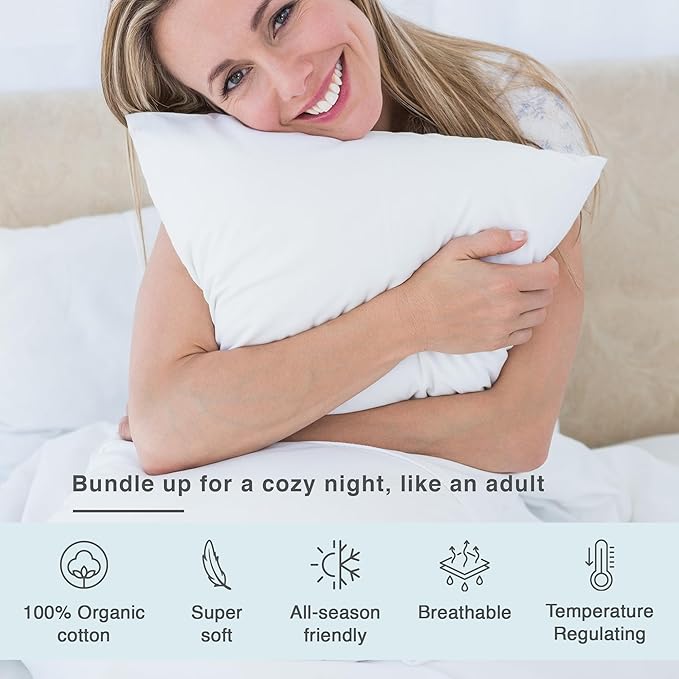FABDREAMS Organic Waterproof Pillow Protector Set King Size | Pillow Cover Set of 2 | Pillow Encasement Set of 2 | Temperature Regulating | Breathable | King | 20” X 40” | White