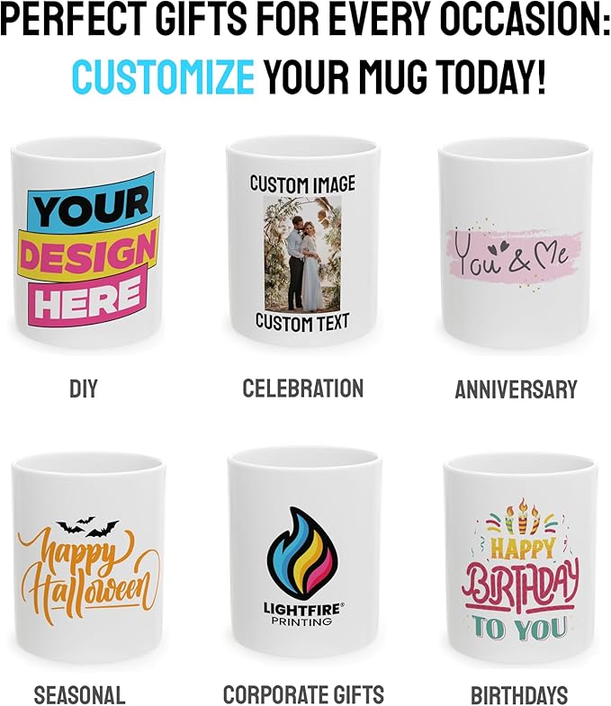Personalized Coffee Mug – Custom Photo, Text, or Logo Ceramic Mug Tea Cup | Taza Personalizada with Picture or Message | Customized Gift Idea for Men & Women, Mom, Dad, Friends - White/Black | 15oz