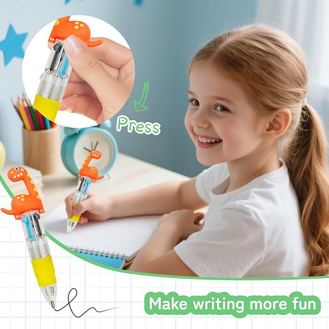 30Pcs Mini Multicolor Pens in One 4-in-1 Cute Pens Bulk for Kids, Ballpoint Pen for Birthdays and Children's Parties, Fun Gifts Assorted Ink Kawaii Pen(Dinosaur)