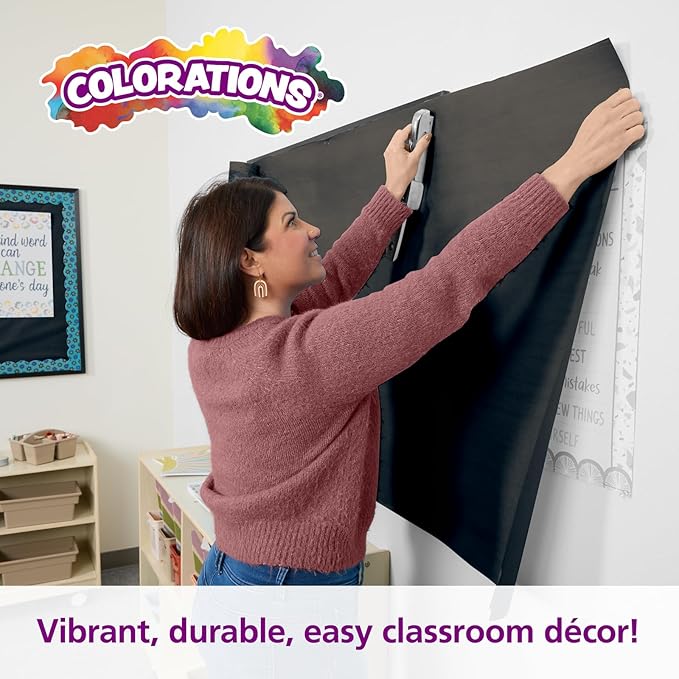 Colorations Dual Surface Paper Roll Classroom Supplies for Arts and Crafts Black (36" x 1000') (Item # DSBK)